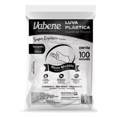 Luva plastica vabene multi descartavel c/100 r1494